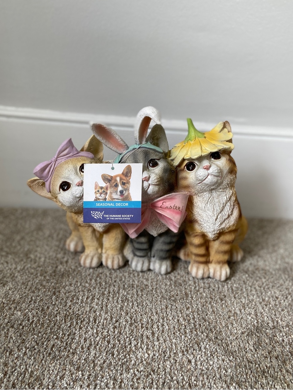 NWT Humane Society Easter Cats Kitty Trio Spring Resin Decor - Picture 2 of 15